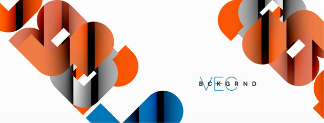 Colorful curve geometric shapes on white