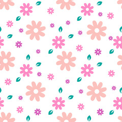 seamless pattern with pink flowers