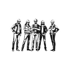 Engineers clipart vector collection, symbol, logos, icons isolated on transparent background. civil engineer team silhouette