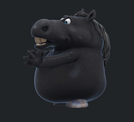 Fun 3D cartoon horse clapping