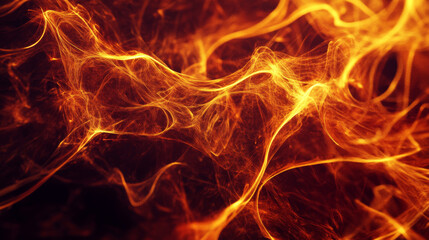 Flames dance against a dark background. The fire is burning brightly, creating an interesting pattern. The flames look like they're moving and changing, making the image feel dynamic.