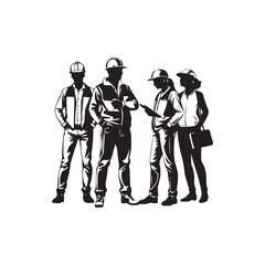 Engineers clipart vector collection, symbol, logos, icons isolated on transparent background. civil engineer team silhouette