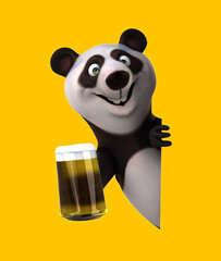 Fun 3D cartoon panda with a beer © Julien Tromeur