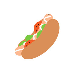 Hot dog. Takeaway snack. Vector illustration.