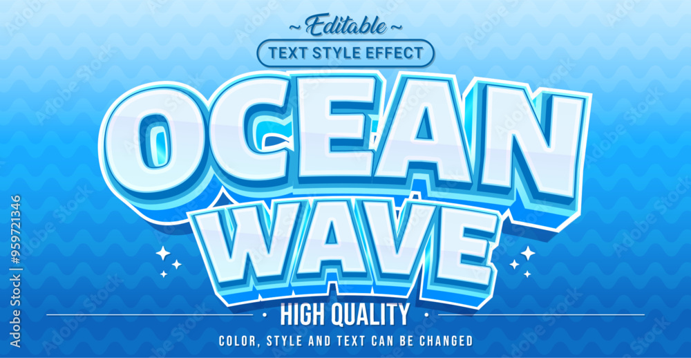 Poster Editable text style effect - Ocean Wave text style theme.