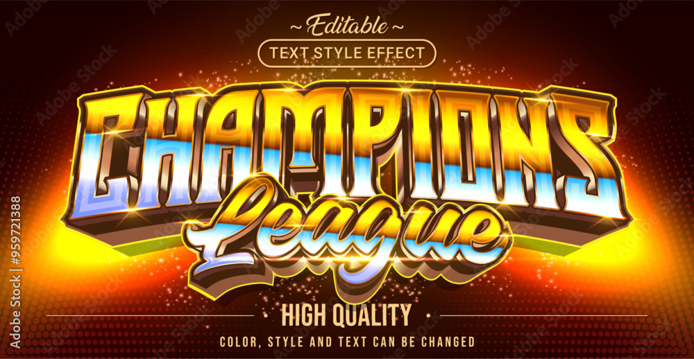 Poster editable text style effect - champions league text style theme.