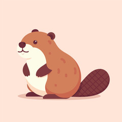 Cute Happy Beaver Cartoon Vector flat illustration