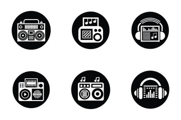 Audio icon bundle set in vector style