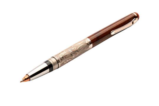 A vintage ballpoint pen with a unique and nostalgic look, isolated on white background