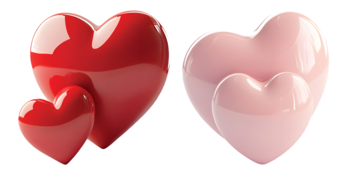 Pack of Big Hearts with Small Hearts for Valentine's Day or Romantic Decorations set Transparent Background