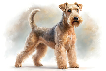 Illustration of Digital Painting of Lakeland Terrier standing, full body