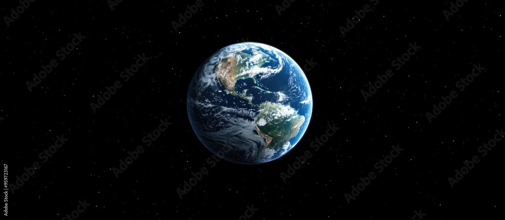Poster isolated on a black background this 3d cartoon rendering showcases planet earth