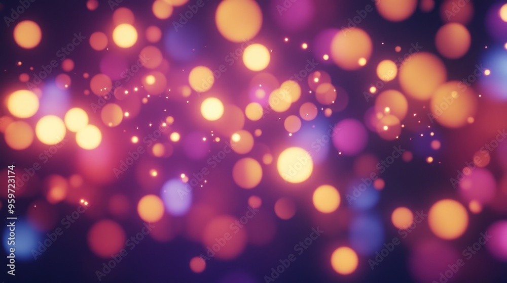 Poster Abstract light bokeh background featuring a 3D cartoon rendering of defocused light dots
