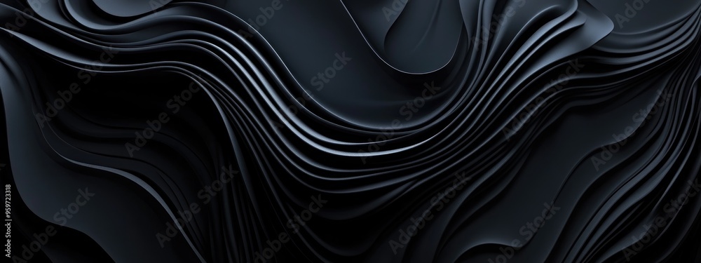 Poster Abstract lines on a black background in a 3D cartoon rendering