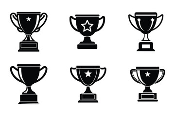 Award trophy icon bundle set in vector style