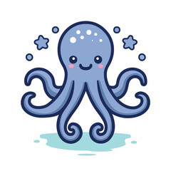 Adorable Cartoon Octopus Illustration in Minimalist Style