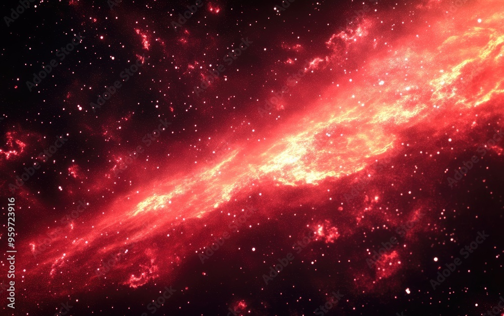 Poster red galaxy in a 3d cartoon rendering