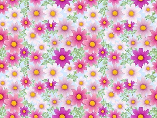 コスモスのシームレスパターン　A-3'