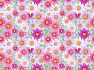 コスモスコスモスのシームレスパターン　A-2'