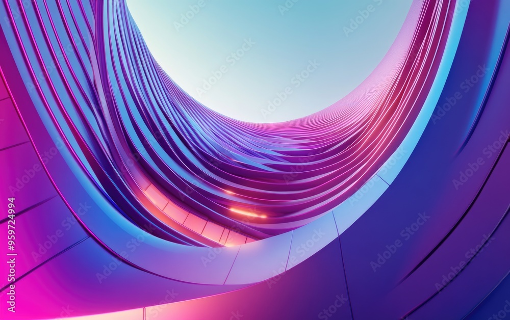 Aufkleber Curved buildings in an abstract architectural background 3D rendering