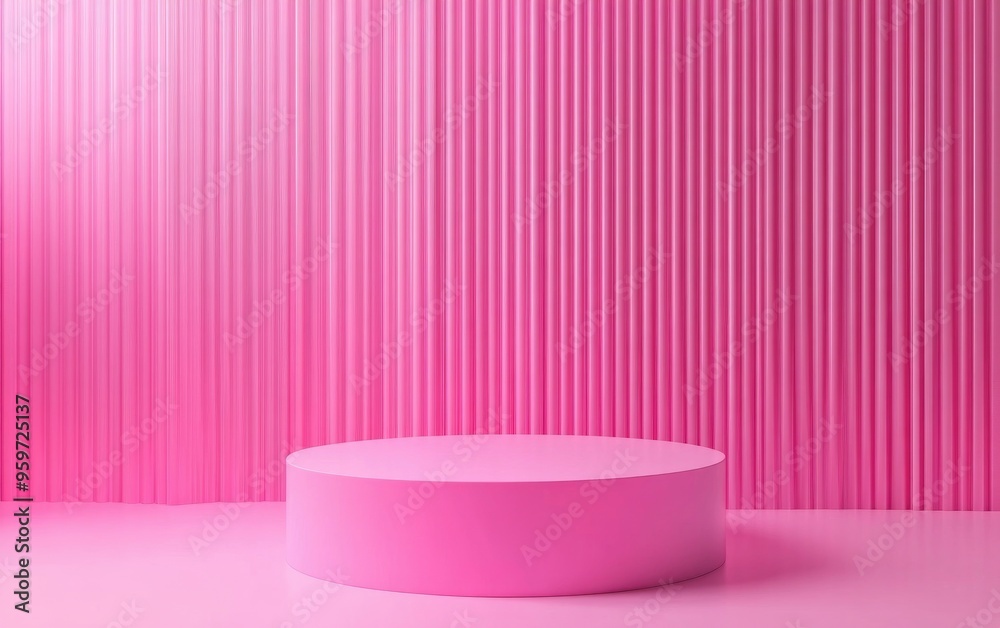 Poster minimalistic studio background featuring a 3d pink cylinder podium abstract geometric shape illustra