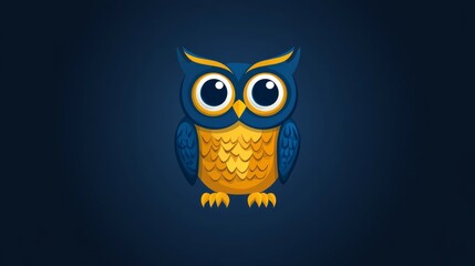 Naklejka premium Colorful Illustrated Owl on Dark Background