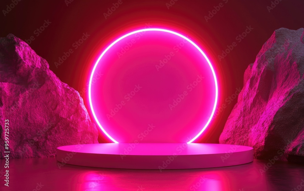Poster Elegant and beautiful abstract background featuring elements minimalism and a pedestal in a studio setting 3D illustration and rendering