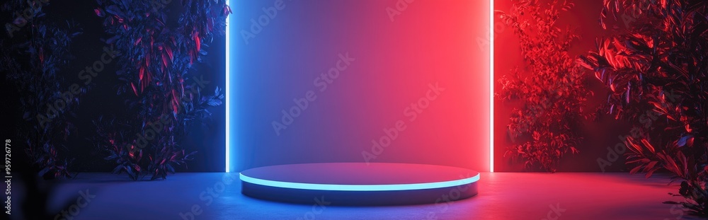 Poster geometric podium rendered in 3d with a white background