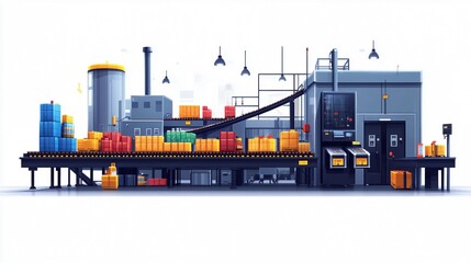 Obraz premium Automated Factory Production Line 