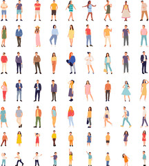 set of people, vector on white background