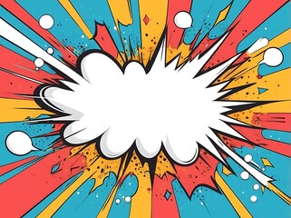 Comic art style exploding pop speech bubble background illustration