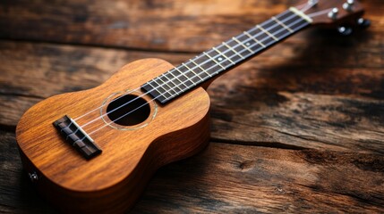 Obraz premium Ukulele on Wooden Surface