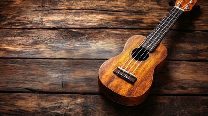 Fototapeta premium Ukulele on Rustic Wooden Background