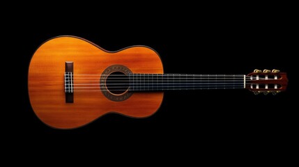 Classical Acoustic Guitar on Black Background