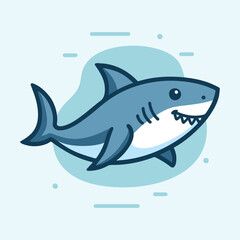 Mascot blue shark logo character cartoon vector illustration