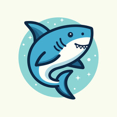 Mascot blue shark logo character cartoon vector illustration