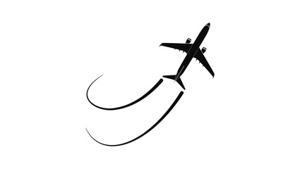 airplane flying, black isolated silhouette