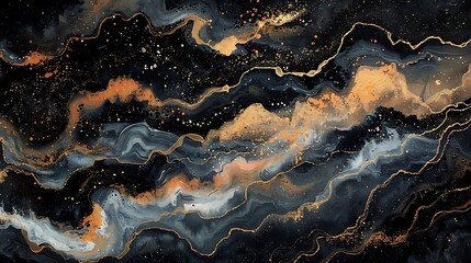Raging sea element, Abstract background of ocean waves with interweaving of various turquoise shades with the addition of dark colors, aerial view, abstract landscape