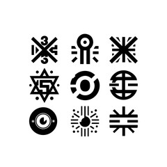 black and white icons set