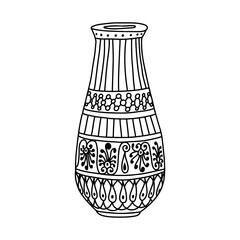 Greek  vase. Coloring page. Doodle poster. Stock vector illustration.