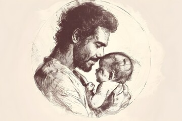 A Tender Moment: Father and Baby Embrace in Heartfelt Connection