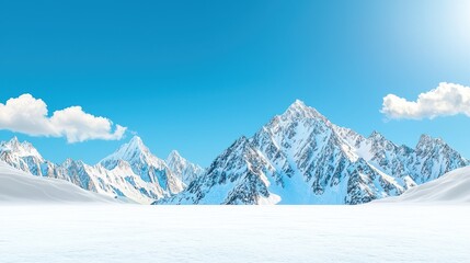 Fototapeta premium Majestic Snowy Mountain Range Under Clear Blue Sky