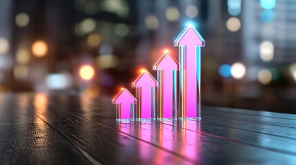 Glowing Upward Financial Graph Wallpaper on Dark Background for Business Concepts and Investment Strategies