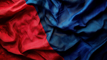 Haiti independence day celebration. Horizontal banner. Free space for text. National flag of Haiti. Fabric texture. Abstract red and blue background