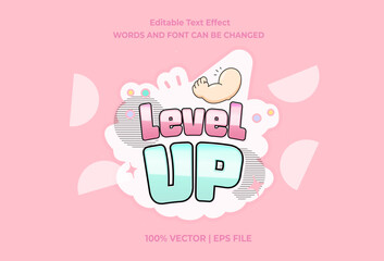 Editable text effect Level Up 3d cartoon template style premium vector
