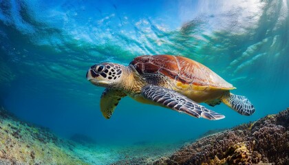 Obraz premium green sea turtle swimming