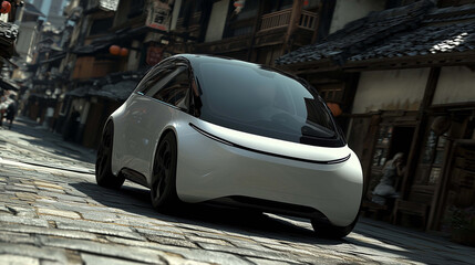 Obraz premium Future Mobility, Electric Car Powered by Natural Energy Technologies Leading the Way