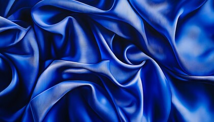 Fototapeta premium A close up shot of a blue satin fabric