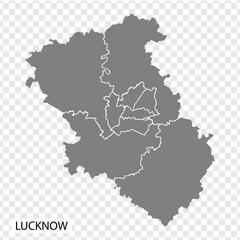 High Quality map of Lucknow is a city of India, with borders of the regions. Map of Lucknow for your web site design, app, UI. EPS10.