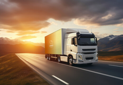 Vehicle Delivery Truck Mockup With Generative AI